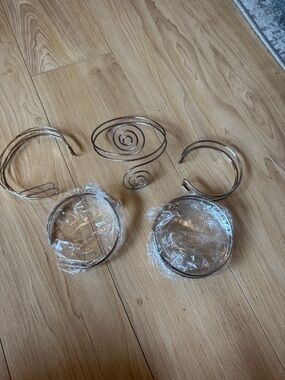 Silver Spiral Cuff Bracelet - Set of 5